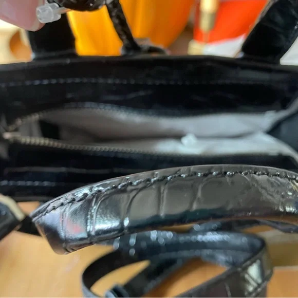 Michael Kors Gigi Glossy Black Embossed Crossbody/Satchel Bag - Picture 8 of 8